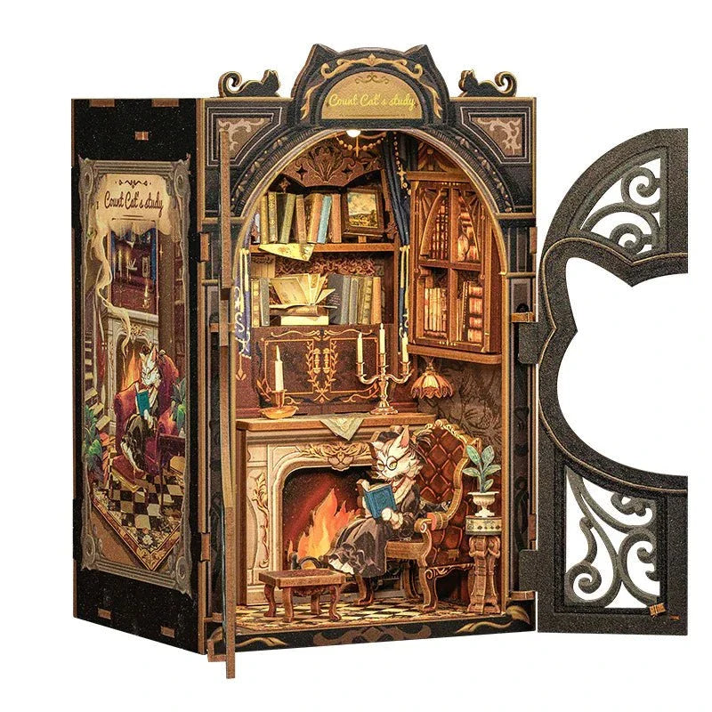 Miniature DIY cottage book stand, stylish and compact design for organizing books, easy to assemble model.