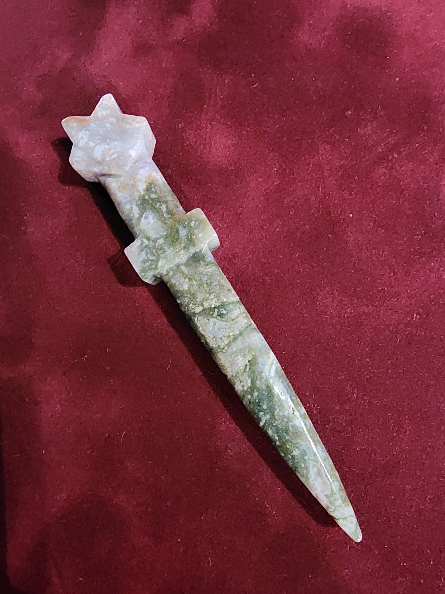 Moss Agate Crystal Dagger