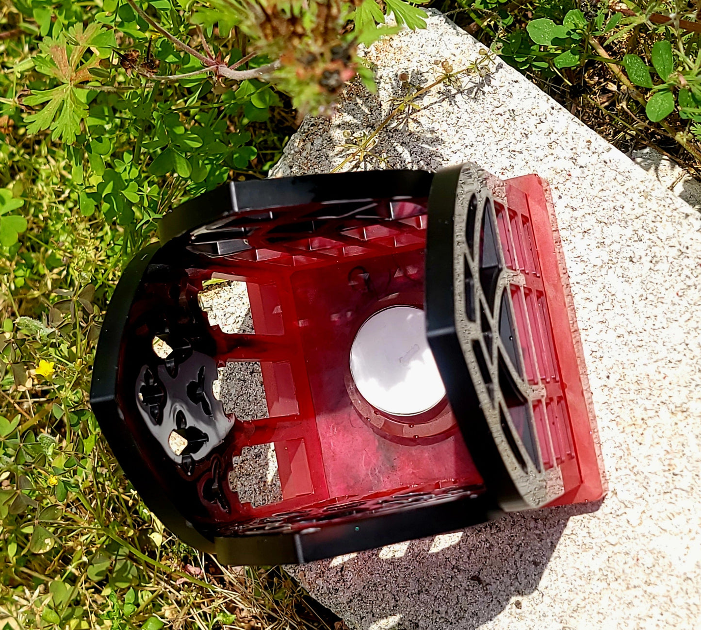 Handmade black to red Cathedral Tea Light Candle Holder