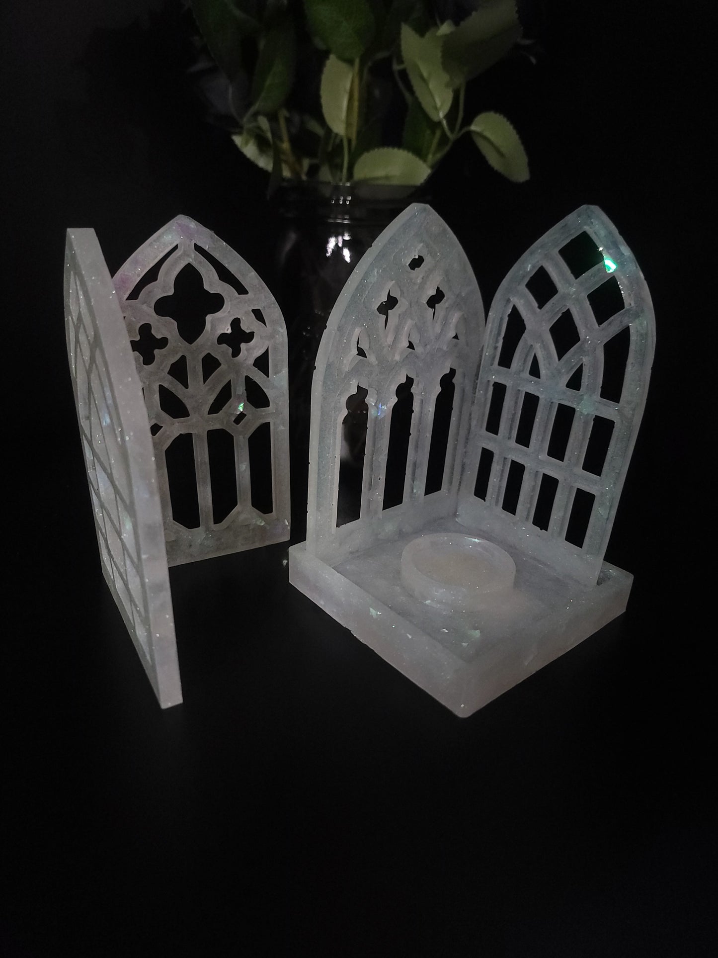 Handmade Glowing Sparkle Cathedral Arch Tea Light Candle Holder
