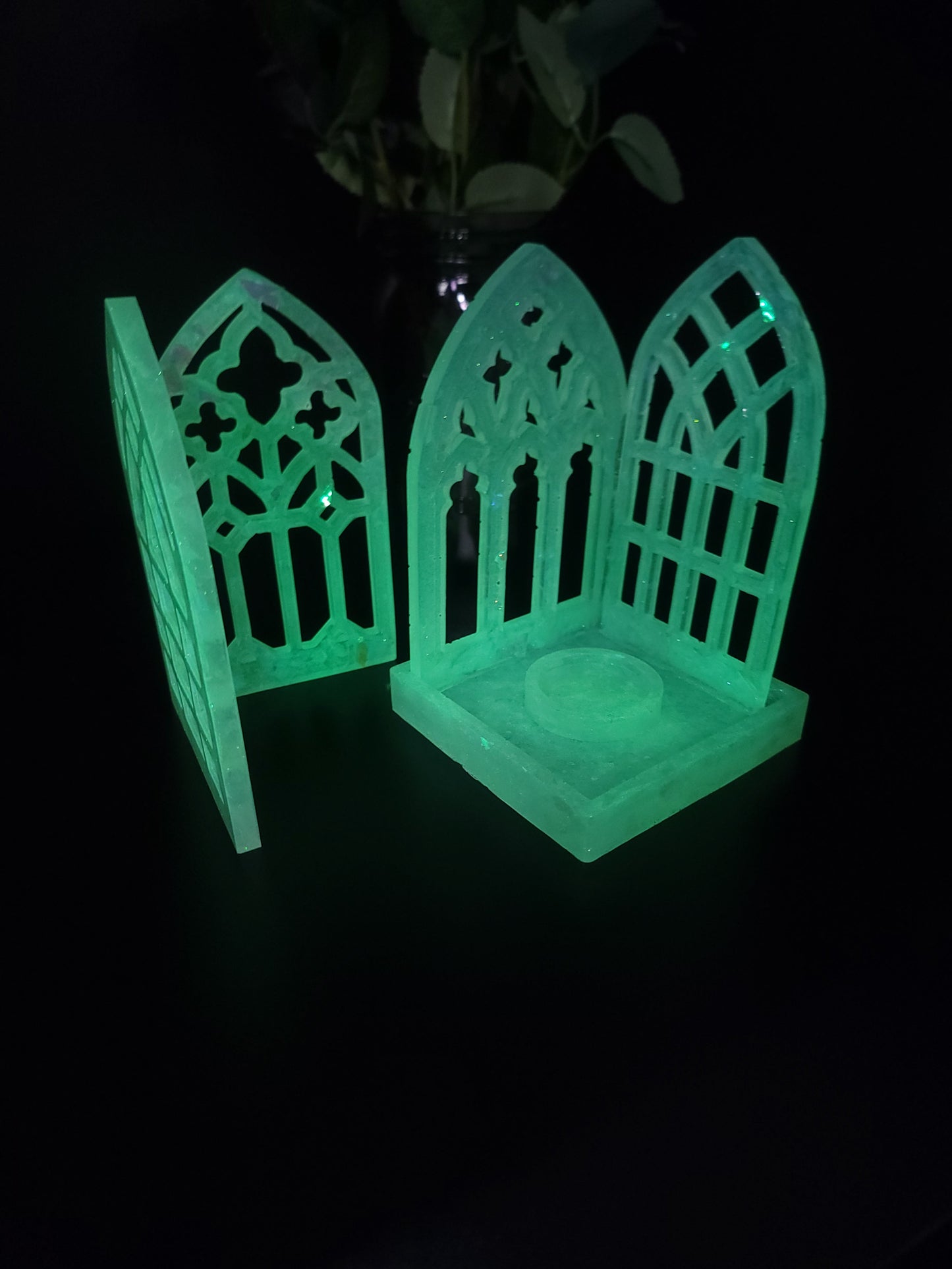 Handmade Glowing Sparkle Cathedral Arch Tea Light Candle Holder