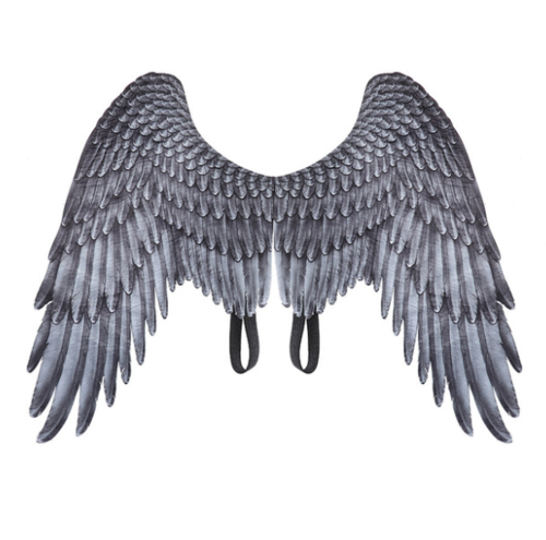 Angel wings theme party cosplay wings for kids aged 5-10, white and black elastic straps.