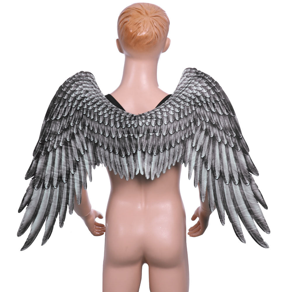 Angel wings cosplay accessory for kids, 3D design, elastic straps, fits ages 5-10.