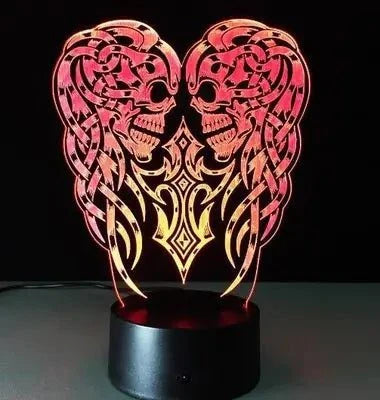3D Skull Night Light with intricate design, illuminating in vibrant red.