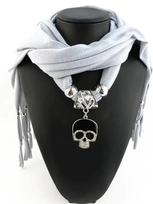 Alloy Skull Pendant Scarf with Skull Design