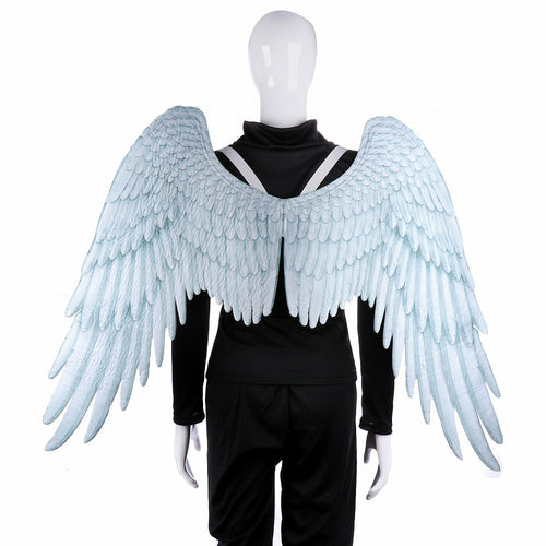 Angel wings cosplay accessory for kids aged 5-10, with elastic straps, perfect for parties and events.