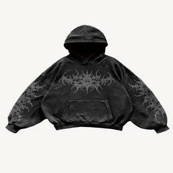 Vintage Skull Print Hoodie