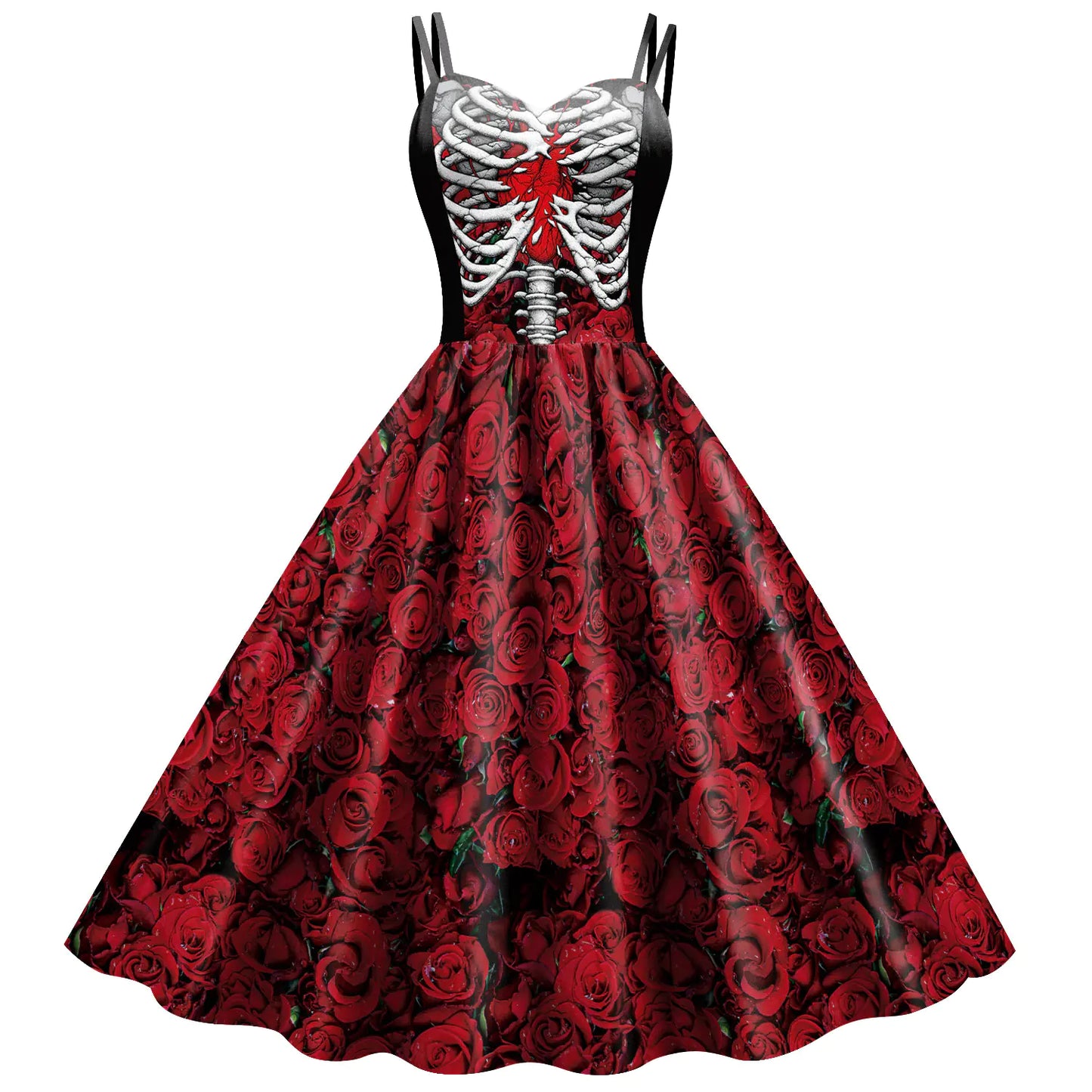 ladies-3d-skull-print-sling-dress