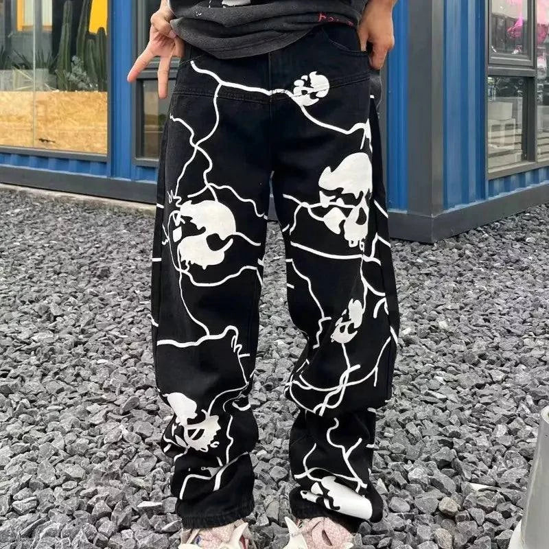Lightning Skull Denim Trousers