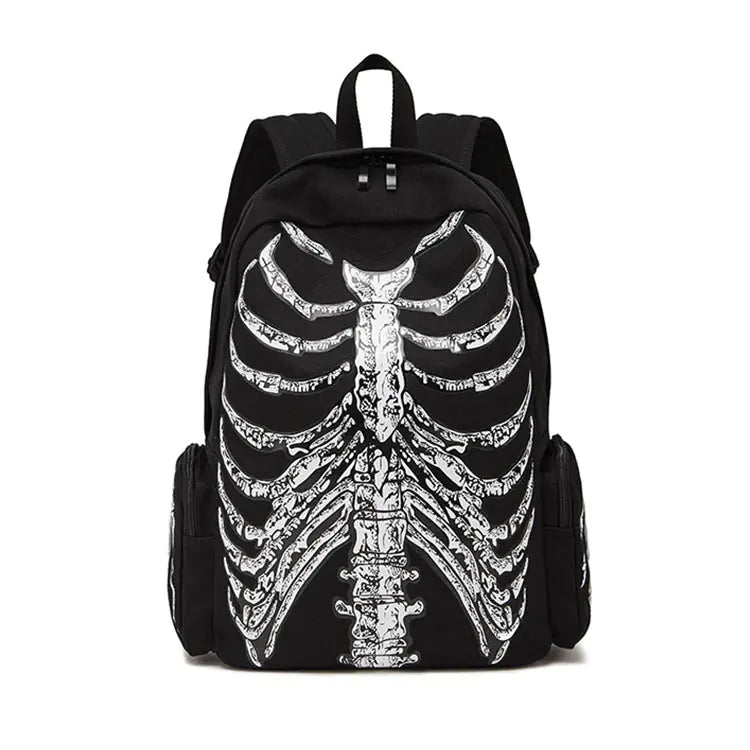 Skull Motif Fashion Canvas Backpack