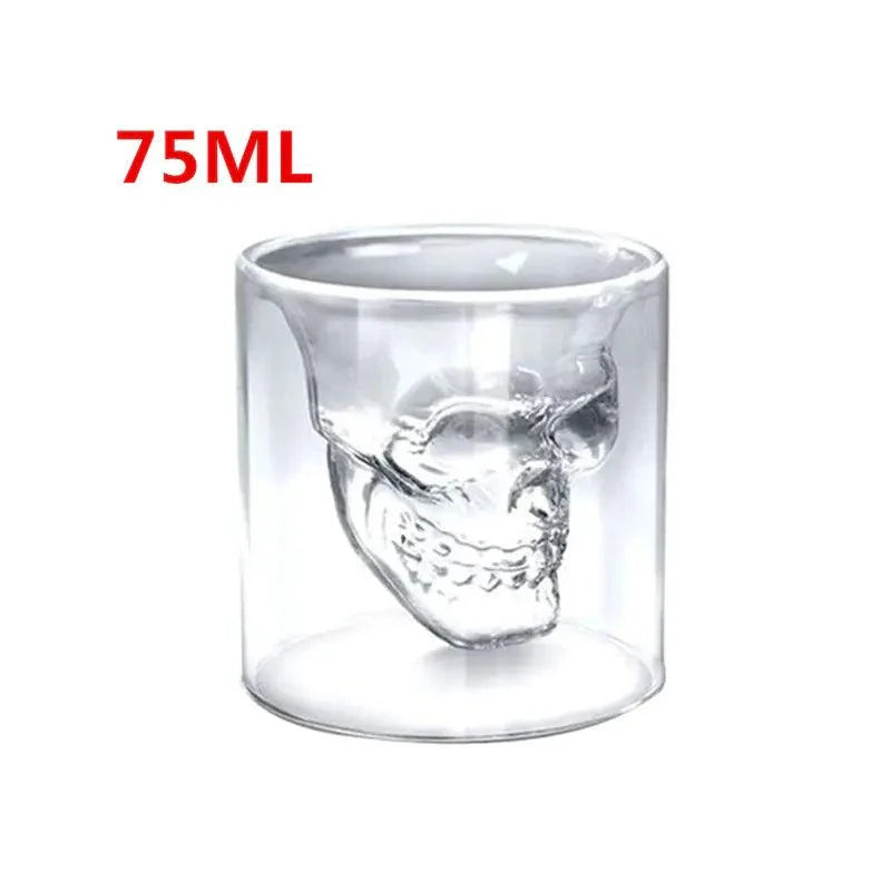 Skull Head Crystal Wine Glass with high temperature resistance and modern design, 75ML.