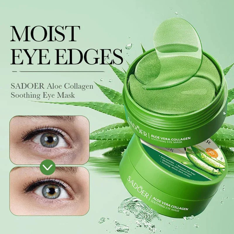 Aloe Vera Collagen Eye Mask for hydration, anti-aging, and reducing puffiness.