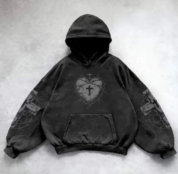 Vintage Skull Print Hoodie