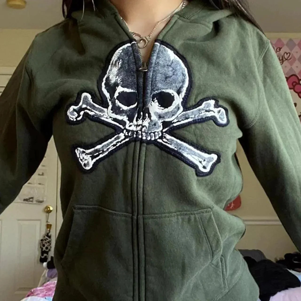 womens-skull-print-fleece-zip-jacket