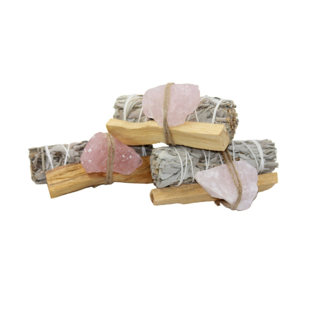 Sage Bundle - Rose Quartz Crystal