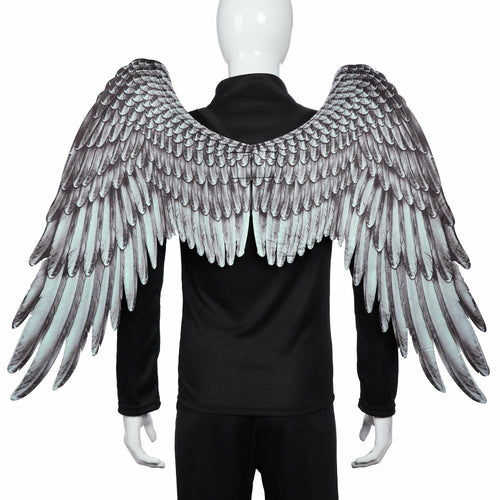 Angel wings costume accessory with elastic straps for kids aged 5-10, ideal for cosplay and themed parties.