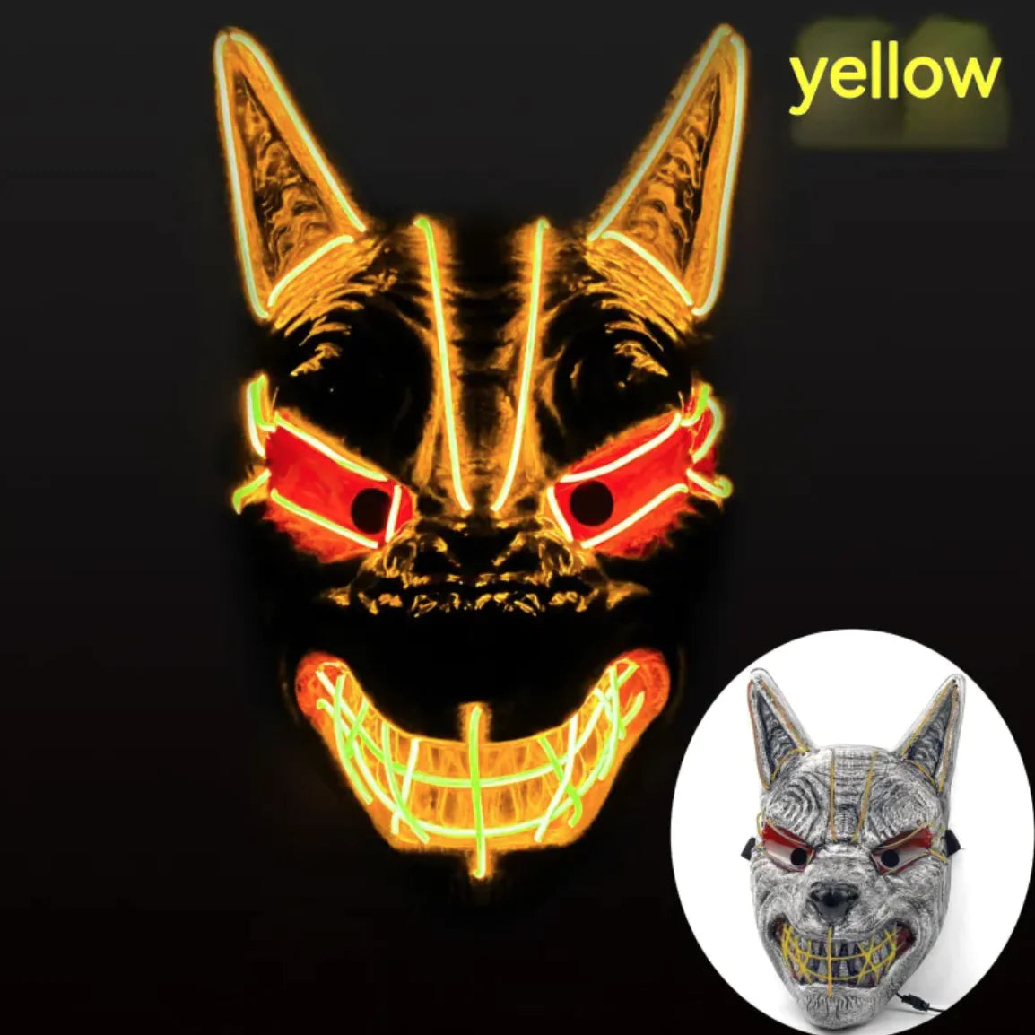 LED Glow Halloween Full-Face Mask