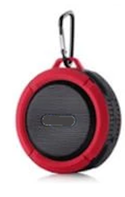 mini portable waterproof Bluetooth speaker with suction cup and hook in red
