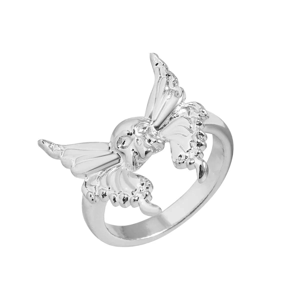 Vintage Punk Butterfly Skull Ring