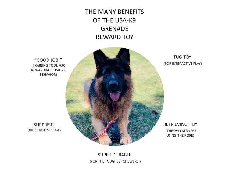 USA K9 Grenade Chew and Reward Dog Toy