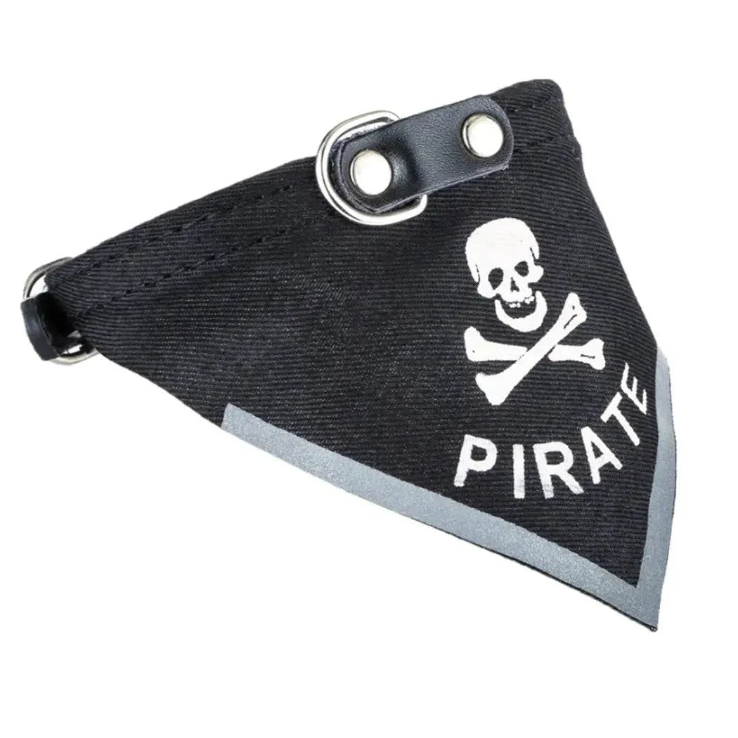 Black Skull Pet Triangle Scarf with skull and crossbones design for pets.
