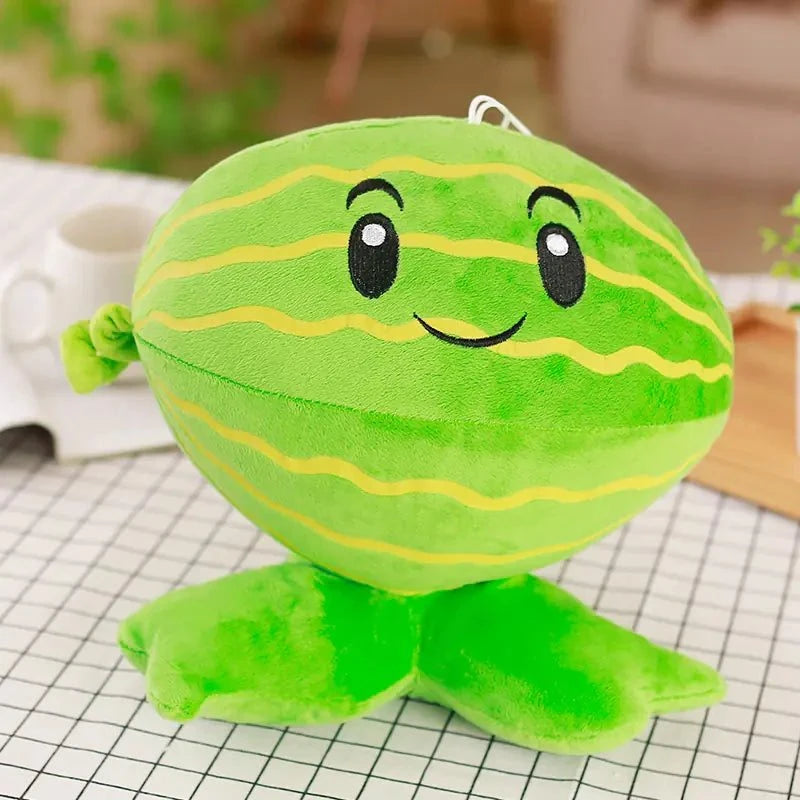 Large green plush from Plants vs. Zombies game on table.