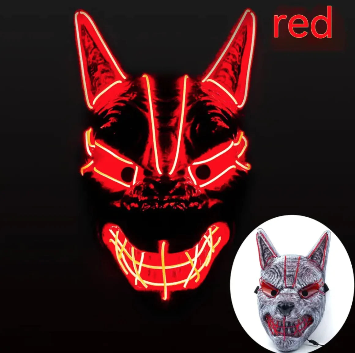 LED Glow Halloween Full-Face Mask