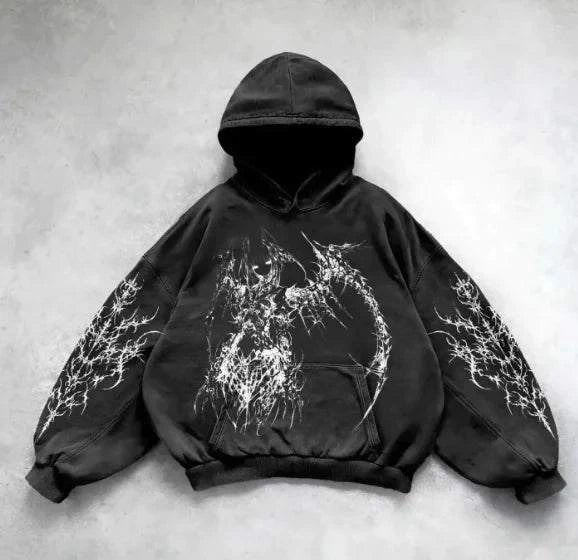 Vintage Skull Print Hoodie