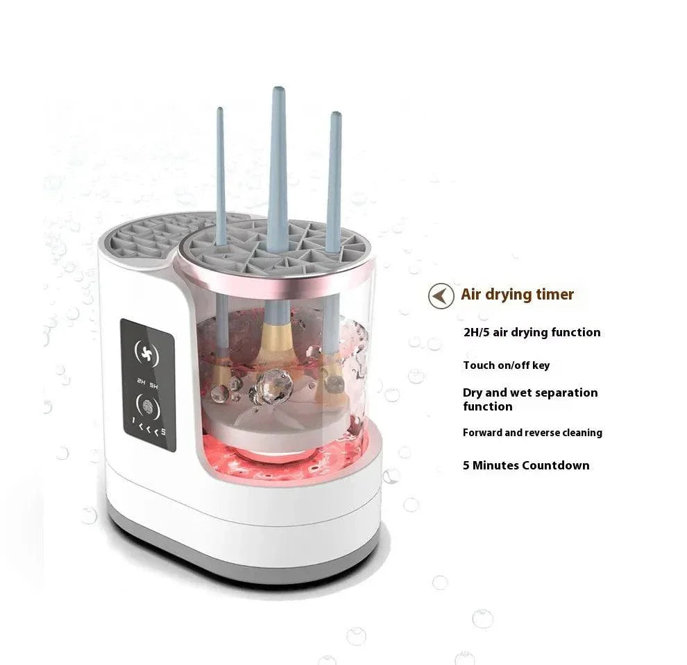 Electric Makeup Brush Cleaner & Dryer with transparent design and USB power.