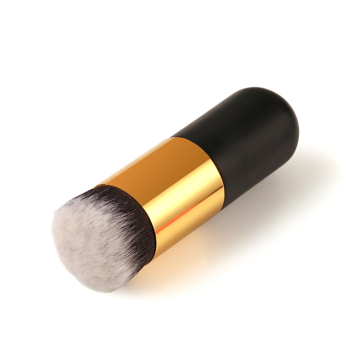 Flawless Finish Foundation Brush with synthetic bristles and metal handle in Black Gold design.