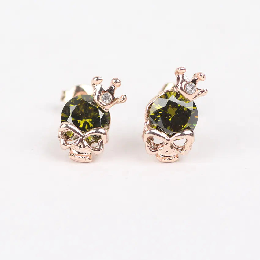 Regal Skull Crystal Studs