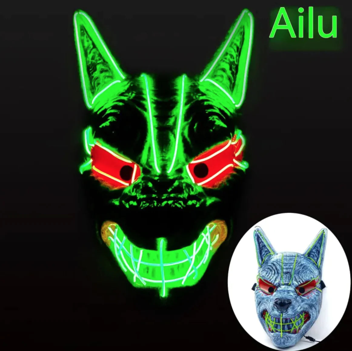 LED Glow Halloween Full-Face Mask