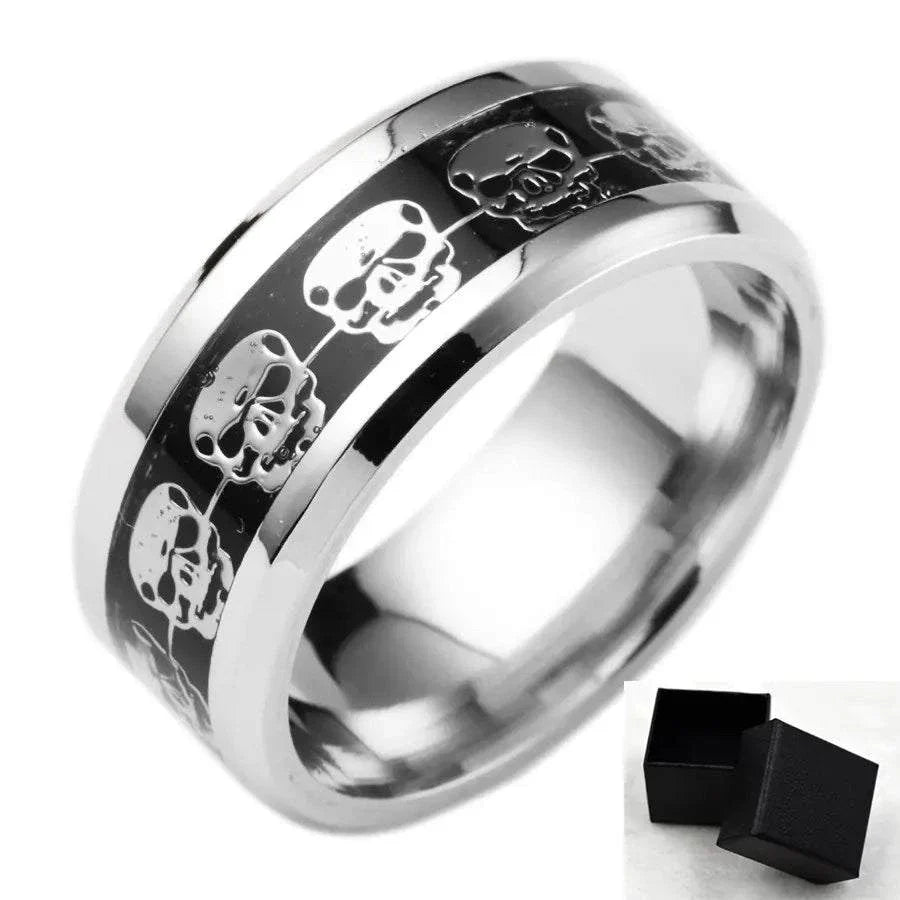Skull Ring Jewelry Collection - Alloy skull ring with geometric design and electroplating shine.