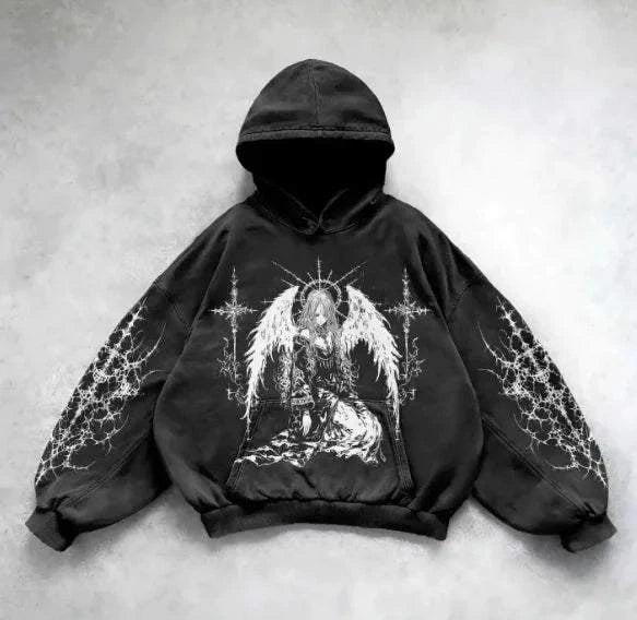 Vintage Skull Print Hoodie