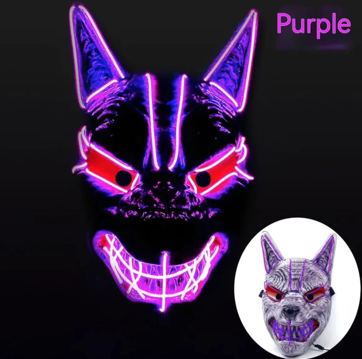 LED Glow Halloween Full-Face Mask
