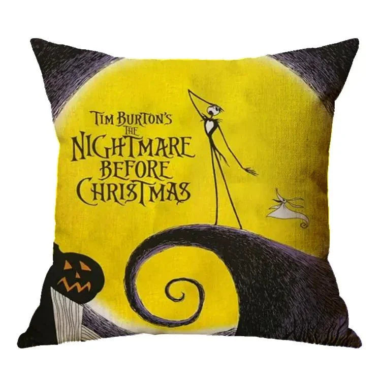 Linen Skull Halloween Pillow Cover featuring a whimsical Halloween design on high-quality linen.