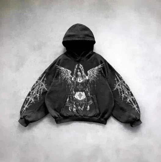 Vintage Skull Print Hoodie