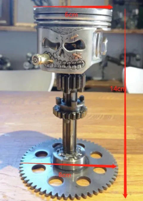 Gear Skull Resin Sculpture with intricate steampunk gear details on display.