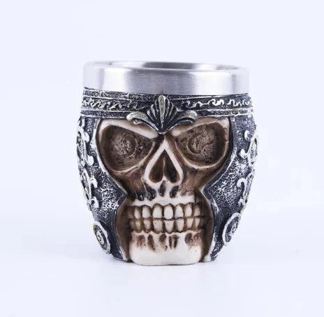 3D Skull Wine Glass with intricate skull design, crafted from high-grade resin material.