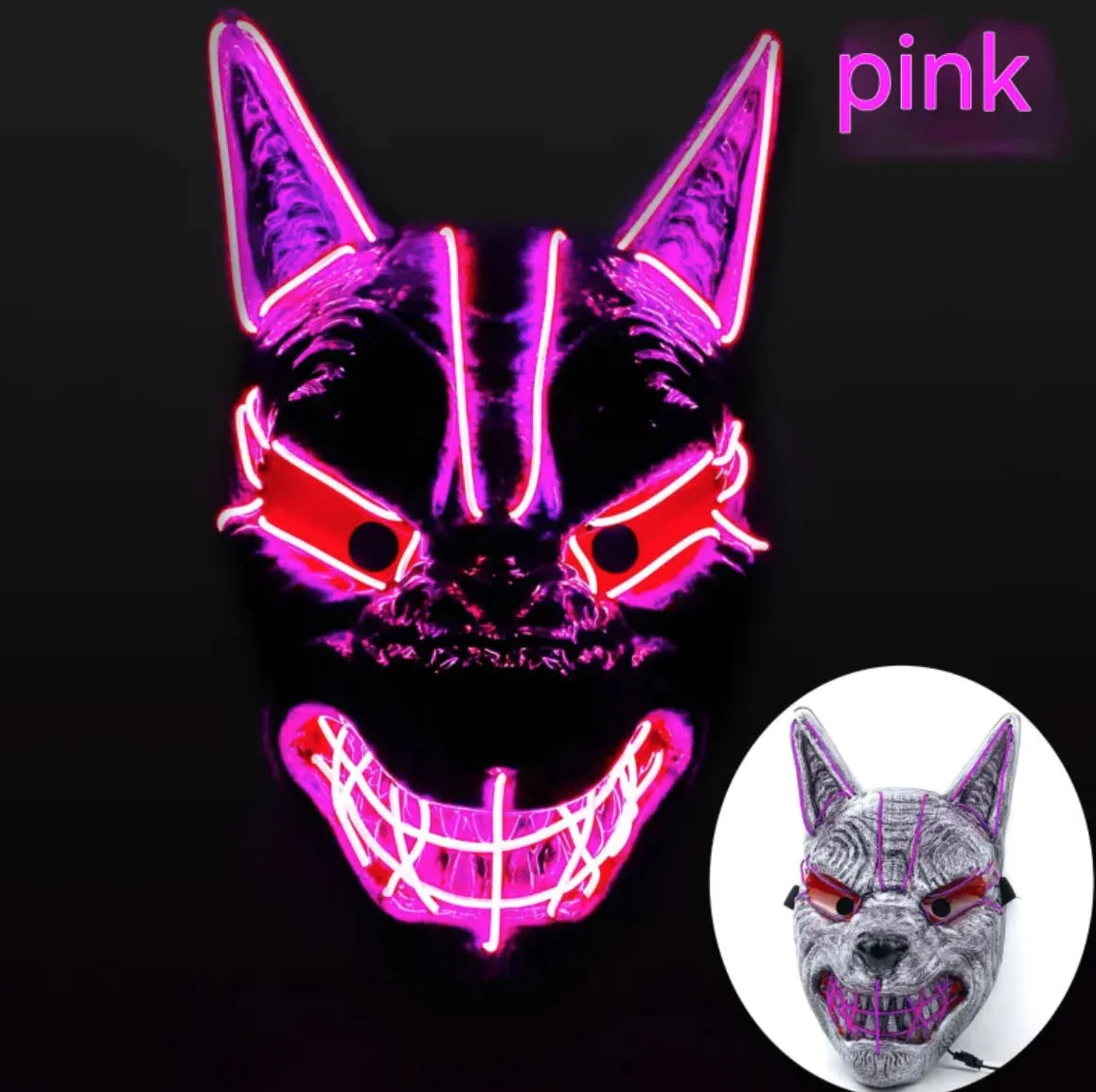 LED Glow Halloween Full-Face Mask