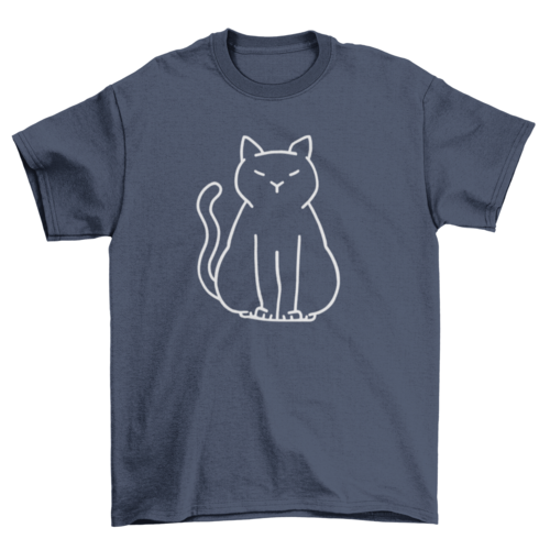 Minimalist cat t-shirt with simple cat line art design on front.