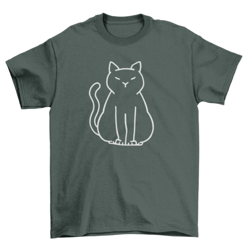 Minimalist cat t-shirt with simple cat stroke design.