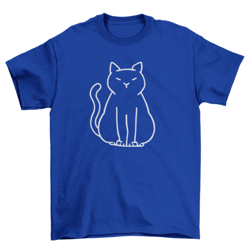 Minimalist cat t-shirt with simple stroke design.