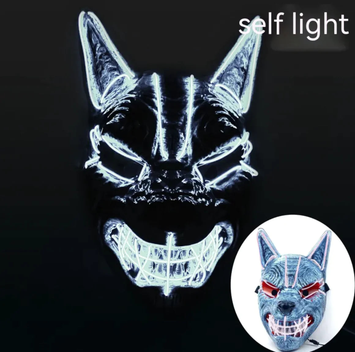 LED Glow Halloween Full-Face Mask