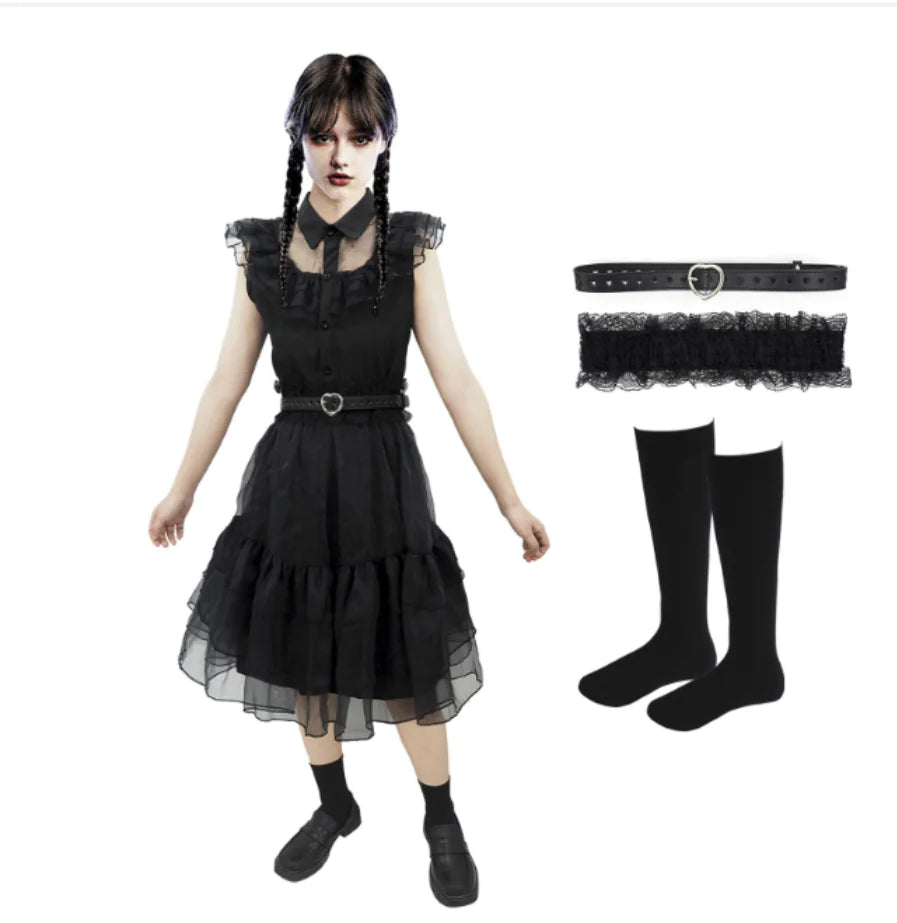 Wednesday Addams Girls Dress Costume