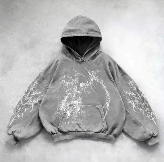 Vintage Skull Print Hoodie
