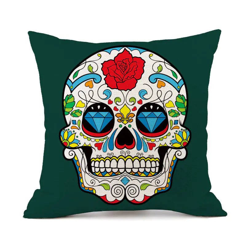 Custom Skull Linen Cushion Cover