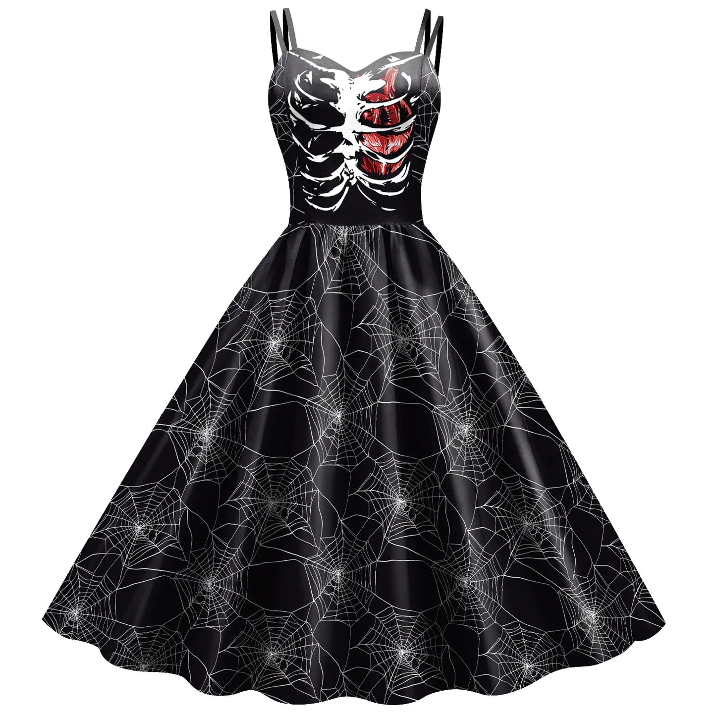 ladies-3d-skull-print-sling-dress