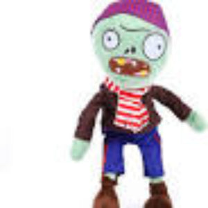 Plush toy zombie character with a colorful outfit on a plain background