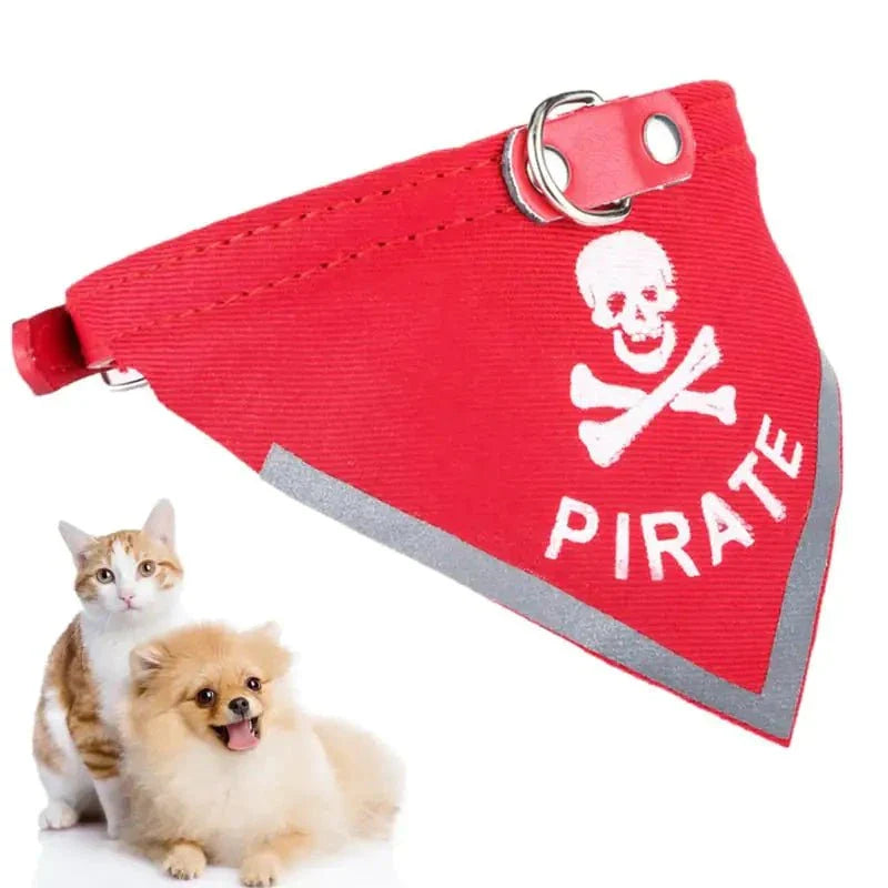 Skull Pet Triangle Scarf in red featuring a skull design, perfect for stylish pets.